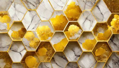 Altıgen Uyum: Altın Bal Arısı Mermer Doku