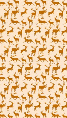 Ren geyiği hayvan desenli doku tekrarlanıyor.