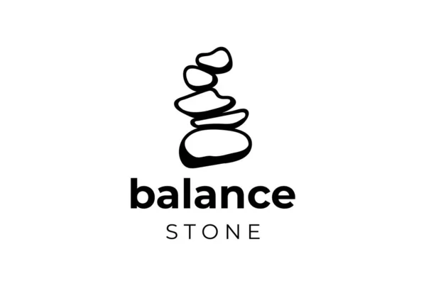 Vintage Retro River Creek Balance Stone Jóga Zen Meditációs Logóhoz — Stock Vector