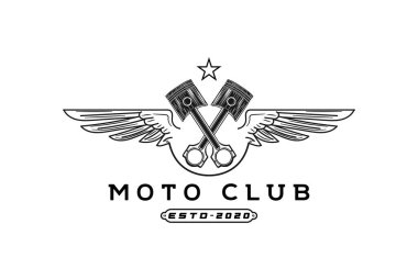Çapraz Piston Özel Garaj veya Motosiklet Kulübü Logosu