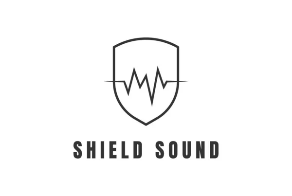Protection Bouclier Avec Forme Onde Sonore Pour Enregistrement Logo — Image vectorielle