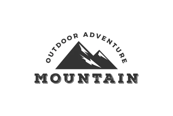 Schwarze Rocky Mountain Silhouette Für Outdoor Adventure Logo — Stockvektor