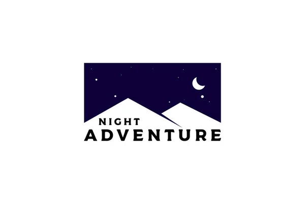 Vintage Night Sky Ice Rock Mountain Für Outdoor Adventure Logo — Stockvektor