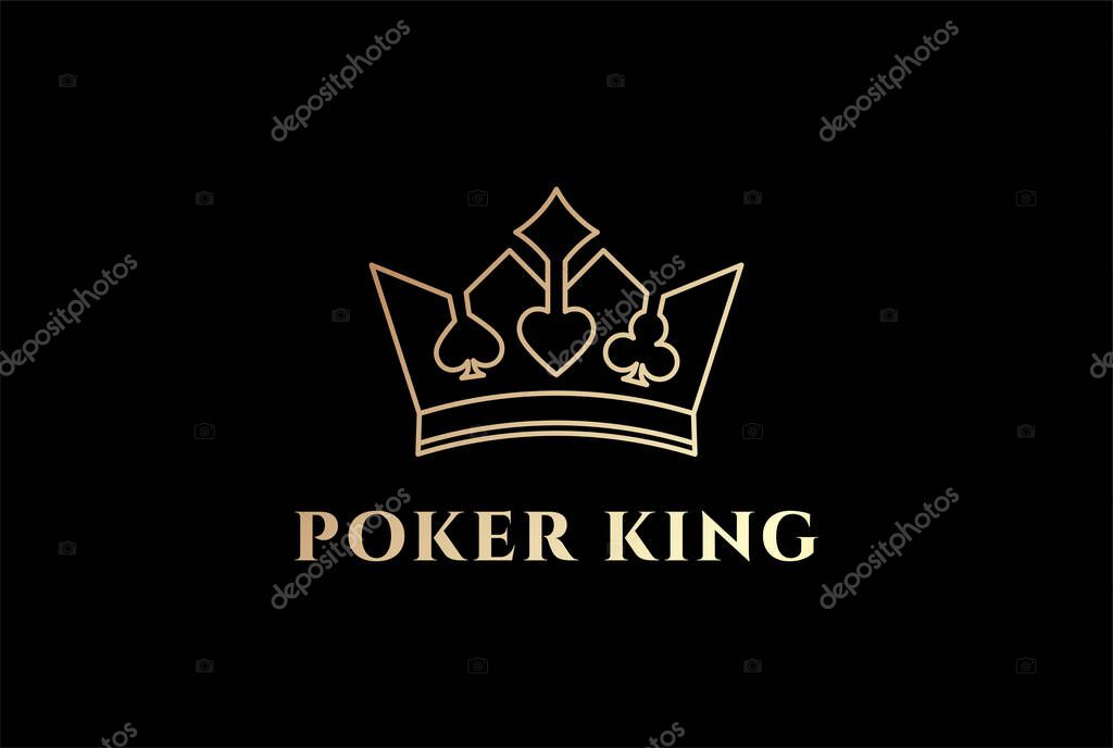 Elegant Luxury Golden Royal Playing Cards Heart Diamond Spade Club Symbol with King Queen Crown Logo