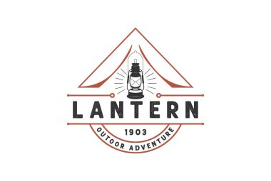 Vintage Retro Tent Lantern Badge Emblem for Camp Logo Design