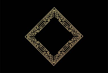 Geometric Golden Square Ornament Frame Logo Icon Illustration Vector