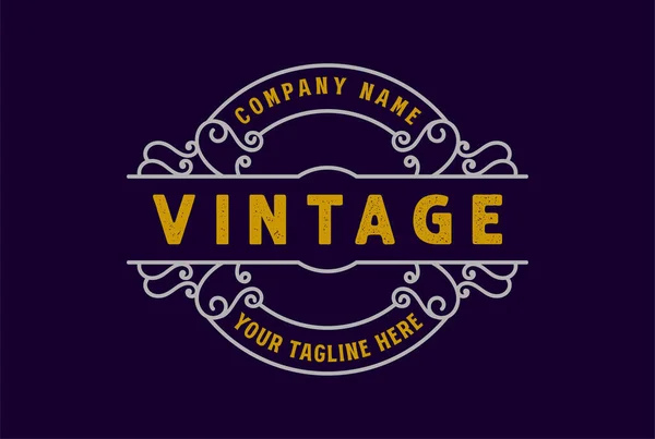 Vintage Retro Círculo Ornamento Fronteira Quadro Royal Badge Emblema Selo — Vetor de Stock