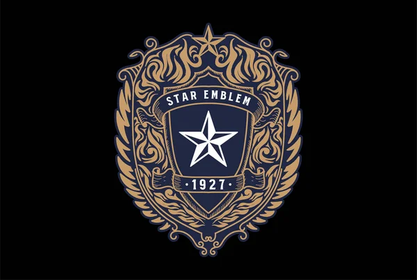 复古强壮有力的德克萨斯之星徽章标志标志设计 — 图库矢量图片