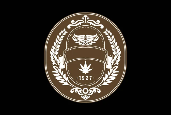 Cbd Hemp Petrol Rozeti Amblem Tasarım Logosu Için Esrar Marihuana — Stok Vektör