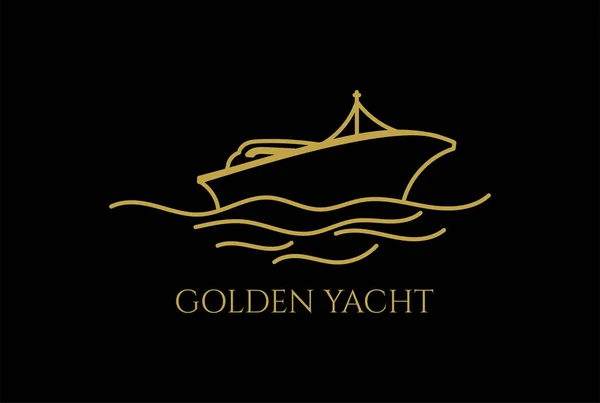 Elegáns Luxus Golden Yacht Hajó Hajó Ocean Nautical Logo — Stock Vector