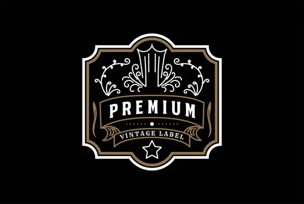 Vintage Retro Premium Quality Badge Embleem Labelstempel Logo Design Vector — Stockvector