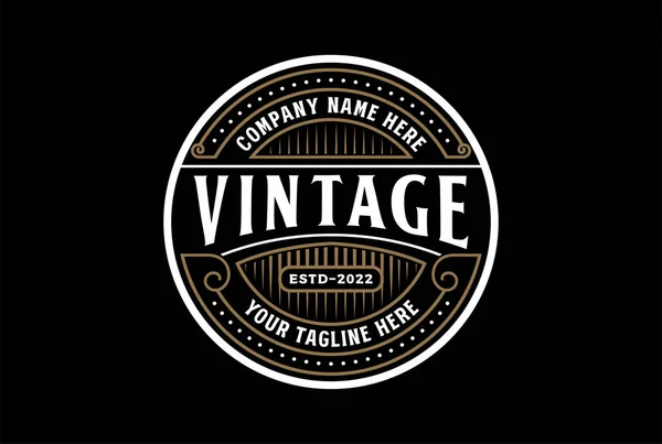 Rodada Vintage Retro Steampunk Emblema Selo Selo Logotipo Design Vector — Vetor de Stock