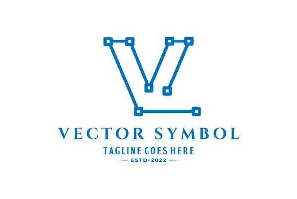 Modern Geometrisk Inledande Bokstav Med Node Point Line För Vector — Stock vektor