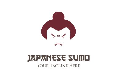 Basit minimalist Japon Şirin Şişko Sumo Adam Saçlı Kafa Çizgi Filmi Karakteri Maskot Logosu