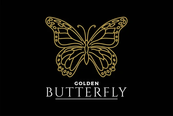 Élégant Luxe Golden Butterfly Insect Logo Design Inspiration — Image vectorielle