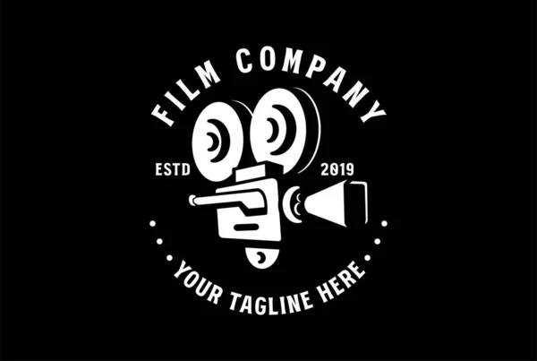 Hipster Retro Video Cámara Insignia Emblema Etiqueta Para Cine Producción — Archivo Imágenes Vectoriales