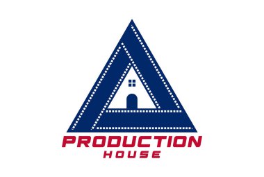 House for Movie Sinema Prodüksiyon Stüdyosu Logosu ile Klasik Üçgen Film Strip