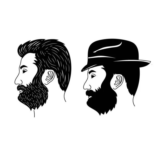 Vintage Rétro Homme Simple Cheveux Masculins Avec Moustache Barbe Cowboy — Image vectorielle