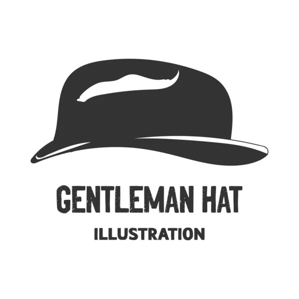 Chapeau Vintage Retro Cowboy Gentleman Pour Mode Style Icône Illustration — Image vectorielle