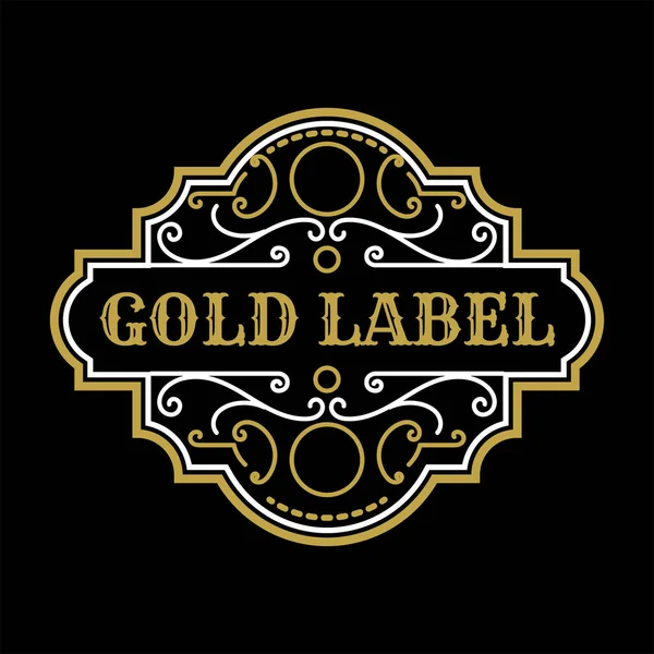 Vintage Retro Golden Ornament Art Deco Emblema Emblema Etiqueta Ilustração — Vetor de Stock