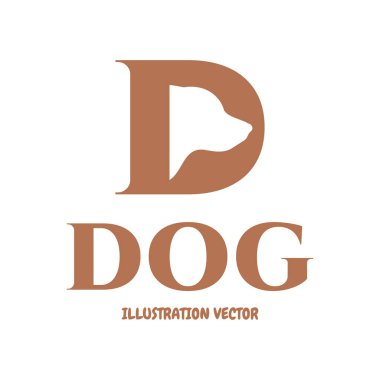 D Harf ve Köpek Başı İllüstrasyon Sembol Tasarım Vektörü
