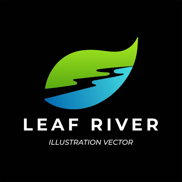 Flux Frais Ruisseau Green Leaf River Vecteur Illustration Route Sinueuse — Image vectorielle