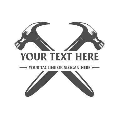 Tamir, Marangoz, Marangozluk ve İnşaat Aletleri için çapraz Çekiç. Çizim Vektörü.