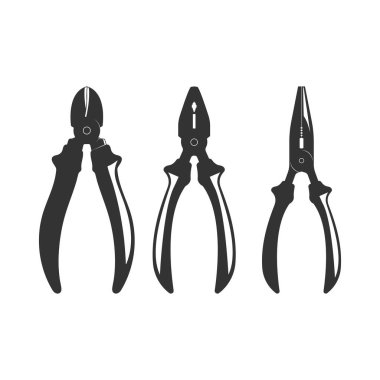 Elektriksel Tamir veya Atölye Garajı Servisi İllüstrasyonu için Eski Pense Retro Kümesi