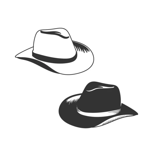 复古西部牛仔帽时尚配饰图标说明向量 — 图库矢量图片