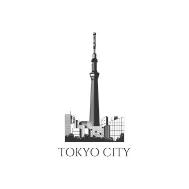 Tokyo, Japonya, Skyline ve Icon Kulesi. Vektör Satırı Resimleri