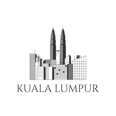 Malezya İkiz Kuleler Şehri Skyline Vektör İllüstrasyonu