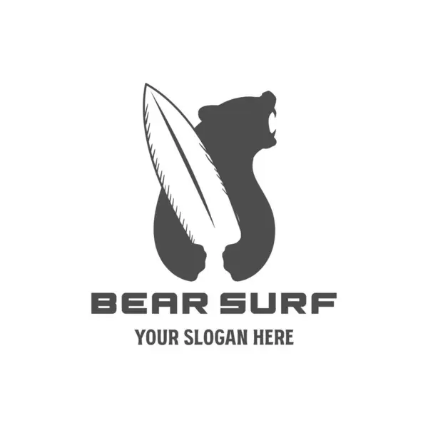Vintage Retro Angry Bear Hold Deska Surfingowa Surfowania Sport Club Ilustracje Stockowe bez tantiem