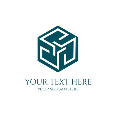 Geleceğin Altıgen Küp Küpü Simge Simgesi Çizim Vektörü