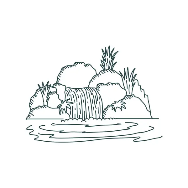 Hipster Fish Pond Avec Jardin Cascade Vecteur Illustration Pierre Illustration De Stock
