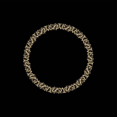 Dairesel Kraliyet Çerçeve Süslemesi veya Sanat Deko Rozet Amblemi Çizim Vektörü