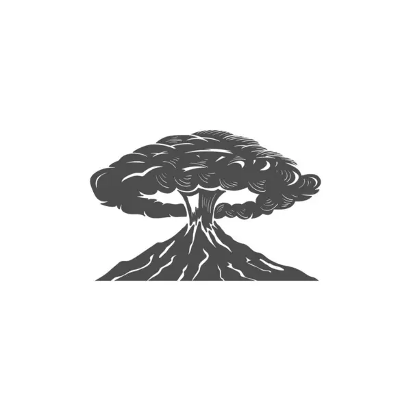 用于冒险游戏标志设计矢量的火山复古复仇记 — 图库矢量图片