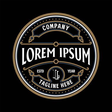 Çember Yuvarlak Vintage Sınır Çerçeve Vintage Kraliyet Crown Rozet Damga Damgası Logo Tasarımı
