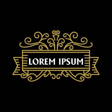Kurdele Sanat Dekorasyonu Şablonu ile Altın Kraliyet Kenar Çerçevesi
