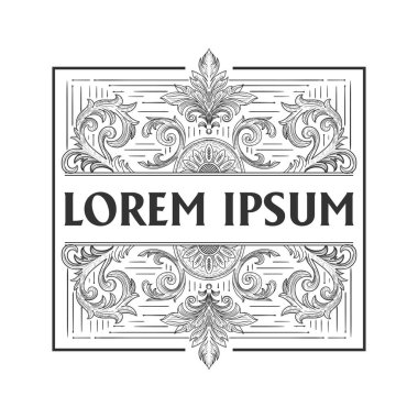 Eski Kare Klasik Klasik Retro Süsleme Sınır Çerçevesi Kraliyet Rozet Amblemi Damga Tasarım Vektörü