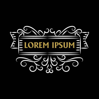 Kurdele Sanat Dekorasyonu Şablonu ile Altın Kraliyet Kenar Çerçevesi