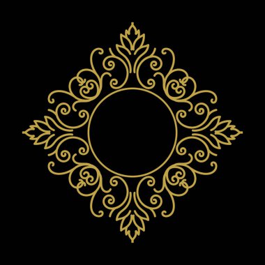 Kurdele Sanat Dekorasyonu Şablonu ile Altın Kraliyet Kenar Çerçevesi