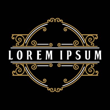 Antika Eski Klasik Retro Rozet Amblem Etiketi Logo Tasarım Vektörü