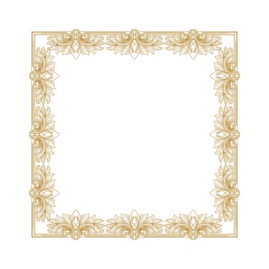 Beyaz Arkaplan Çizim Vektörü Üzerine Altın Sanat Dekorları ile Kraliyet Sınır Çerçevesi