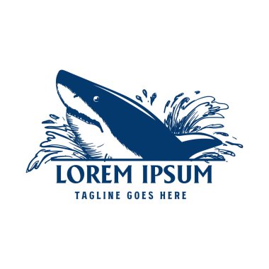 Klasik El Çekimi Kızgın Okyanus Mavi Köpekbalığı Çizim Vektörü