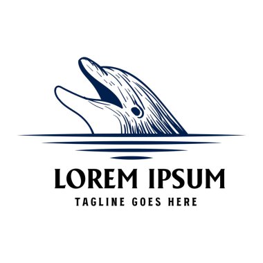 Açık Ağızlı Okyanus Dalgası Yunus Simgesi Çizim Vektörü