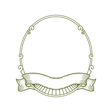 Kurdele Tasarımı ile boş Vintage Retro Rozet Amblem Etiketi. Vektör İllüstrasyonu