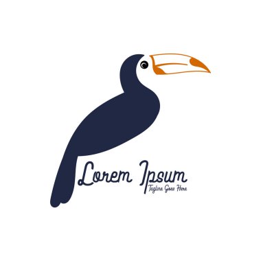 Basit Minimalist Tropikal Tukan Kuş Simgesi Çizim Tasarımı