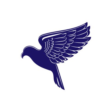 Basit Minimalist Yayılmış Kanatlar Güvercin Güvercini Kuş Silueti Logo Tasarımı Çizim Vektörü