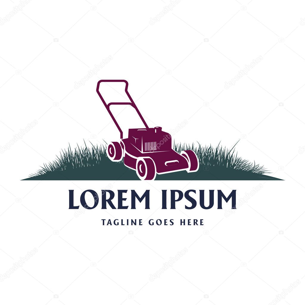 Simple Minimalist Lawn Mower or Cutter Grass for Machine Product or Home Service Logo Design Vector