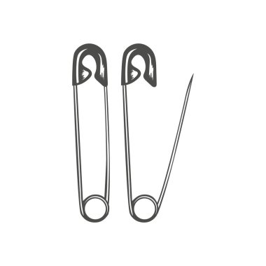 Simple Minimalist Isolated Needle Safety Pins for Sewing Illustration Vector